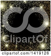 Clipart Of A Round Golden Glitter Confetti Frame And Black Text Space Royalty Free Vector Illustration by KJ Pargeter