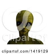 Poster, Art Print Of 3d Green Alien From The Shoulders Up On A White Background