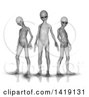 Poster, Art Print Of 3d Group Of Aliens On White