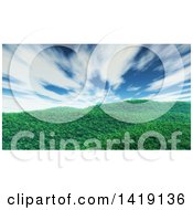 Poster, Art Print Of 3d Hilly Grassy Landscape Under A Sky With Dramatic Clouds