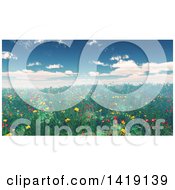 Clipart Of A 3d Landscape Of A Poppy Field Royalty Free Illustration by KJ Pargeter