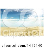 Poster, Art Print Of 3d Sandy Beach And Ocean Under A Sunny Sky