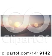 Clipart Of A 3d Mountainous Lake Or Coastal Landscape With A Flying Eagle And Flares Royalty Free Illustration by KJ Pargeter