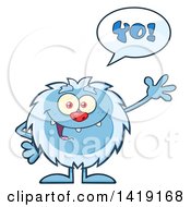 Clipart Of A Cartoon Yeti Abominable Snowman Talking And Waving Royalty Free Vector Illustration