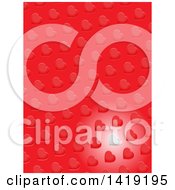 Clipart Of A Background Of One White Heart And Red Hearts Royalty Free Vector Illustration