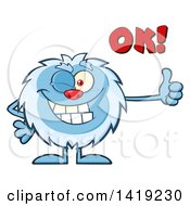 Poster, Art Print Of Cartoon Yeti Abominable Snowman Winking Saying Ok And Giving A Thumb Up