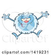Clipart Of A Cartoon Yeti Abominable Snowman Jumping Royalty Free Vector Illustration