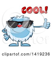 Poster, Art Print Of Cartoon Yeti Abominable Snowman Wearing Sunglasses And Giving A Thumb Up With Cool Text