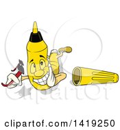 Poster, Art Print Of Cartoon Yellow Marker Chararacter Laying On His Stomach And Holding Sunglasses
