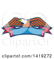 Poster, Art Print Of Retro Bald Eagle Over A Blank Banner