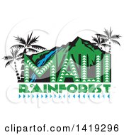 Retro Maui Rainforest Design With A Waterfall Palm Trees And Mountains
