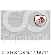 Clipart Of A Retro Male Dump Truck Driver Giving A Thumb Up And Gray Rays Background Or Business Card Design Royalty Free Illustration