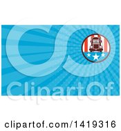 Clipart Of A Retro Big Rig Truck In An American Circle And Blue Rays Background Or Business Card Design Royalty Free Illustration by patrimonio