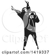 Clipart Of A Black And White Woodcut Man With Manic Depression Royalty Free Vector Illustration by xunantunich