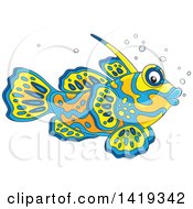 Cartoon Colorful Mandarin Dragonet Marine Fish