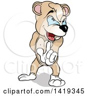 Clipart Of A Cartoon Bear Talking And Holding Out A Finger Royalty Free Vector Illustration