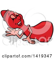 Clipart Of A Cartoon Red Ludo Piece Character Royalty Free Vector Illustration