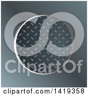 Poster, Art Print Of Diamond Plate Metal Round Frame Over Blurred Metal