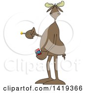 Cartoon Moose Holding A Lit Match