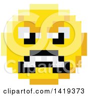 Poster, Art Print Of Mad 8 Bit Video Game Style Emoji Smiley Face