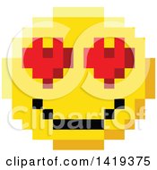 Clipart Of A 8 Bit Video Game Style Emoji Smiley Face With Heart Eyes Royalty Free Vector Illustration