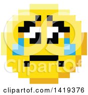 Clipart Of A Crying Sad 8 Bit Video Game Style Emoji Smiley Face Royalty Free Vector Illustration