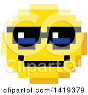 Clipart Of A Cool 8 Bit Video Game Style Emoji Smiley Face Wearing Sunglasses Royalty Free Vector Illustration