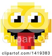 Silly 8 Bit Video Game Style Emoji Smiley Face Sticking A Tongue Out