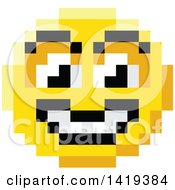 Clipart Of A Grinning 8 Bit Video Game Style Emoji Smiley Face Royalty Free Vector Illustration