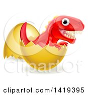 Poster, Art Print Of Cute Red Tyrannosaurus Rex Dinosaur Hatching