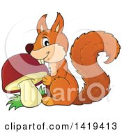 Happy Squirrel With A Mushroom