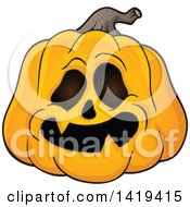 Clipart Of A Carved Halloween Jackolantern Pumpkin Royalty Free Vector Illustration by visekart