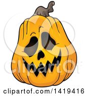 Clipart Of A Carved Halloween Jackolantern Pumpkin Royalty Free Vector Illustration