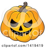 Clipart Of A Carved Halloween Jackolantern Pumpkin Royalty Free Vector Illustration