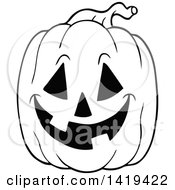 Poster, Art Print Of Black And White Carved Halloween Jackolantern Pumpkin