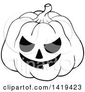 Poster, Art Print Of Black And White Carved Halloween Jackolantern Pumpkin