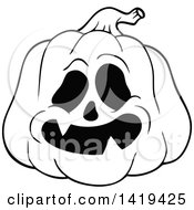 Poster, Art Print Of Black And White Carved Halloween Jackolantern Pumpkin