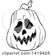 Poster, Art Print Of Black And White Carved Halloween Jackolantern Pumpkin