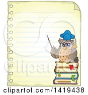 Poster, Art Print Of Professor Owl On A Stack Of Books On A Piece Of Ruled Paper