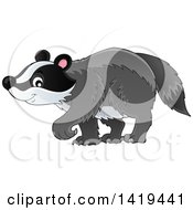 Poster, Art Print Of Cute Happy Badger Walking