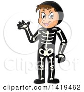 Poster, Art Print Of Caucasian Boy In A Skeleton Costume