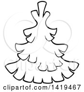 Clipart Of A Black And White Lineart Evergreen Tree Royalty Free Vector Illustration by visekart