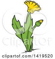Clipart Of A Cartoon Dandelion Plant And Flower Royalty Free Vector Illustration