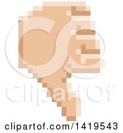 Clipart Of A Retro 8 Bit Pixel Art Styled Hand Giving A Thumb Down Royalty Free Vector Illustration by AtStockIllustration