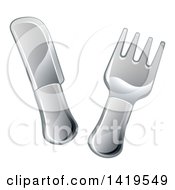 Clipart Of A Cartoon Knife And Fork Royalty Free Vector Illustration by AtStockIllustration