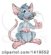 Clipart Of A Cartoon Happy Mouse Giving A Thumb Up Royalty Free Vector Illustration by AtStockIllustration
