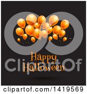 Poster, Art Print Of Happy Halloween Greeting Under 3d Party Balloons On Black