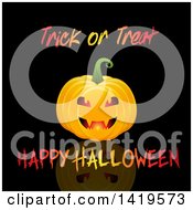 Poster, Art Print Of Halloween Jackolantern Pumkin With Text On Black