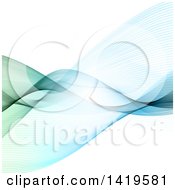 Clipart Of A Blue And Green Flowing Waves Background Royalty Free Vector Illustration by KJ Pargeter
