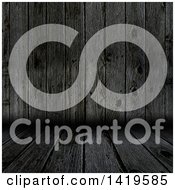 Poster, Art Print Of Background Of 3d Dark Aged Wood Walls And Flooring